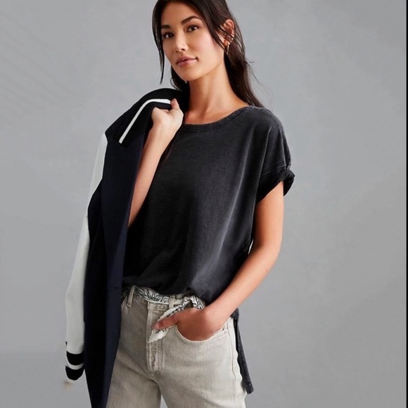 Anthropologie Pilcro Charcoal Short Sleeve Tee Sz M - Picture 1 of 5